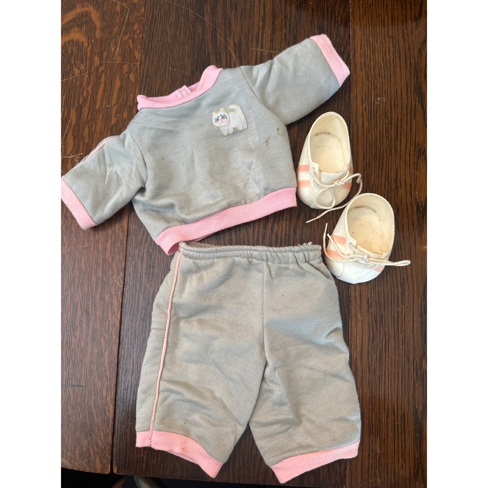 Cabbage Patch Kid Gray‎ Pink Cat Sweatshirt Shorts Shoes Original Vintage